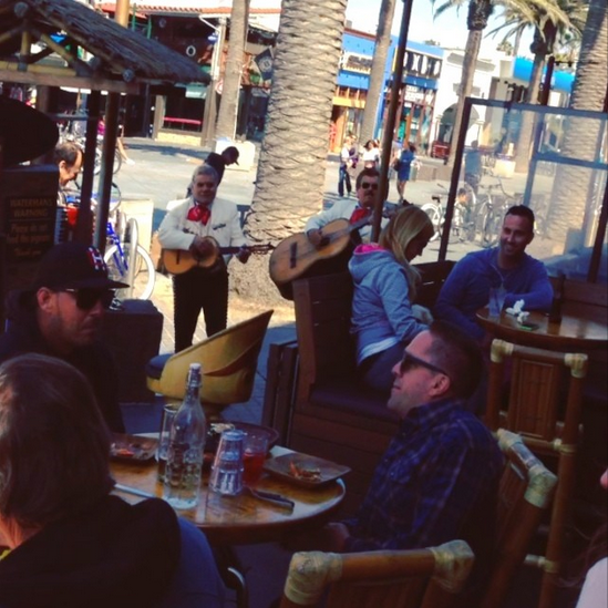 Casual Mariachi Band @ Lunch. If you ever get a chance to stop at Watermans I recommend The Blackened Mahi Mahi Lunch Plate w/ the cucumber salad &/OR the Indo Salad. They both are out of this world! Also - their chips and salsa & Redbull and Vodka Slushy are definite must-haves... BANGERZZZZZZ